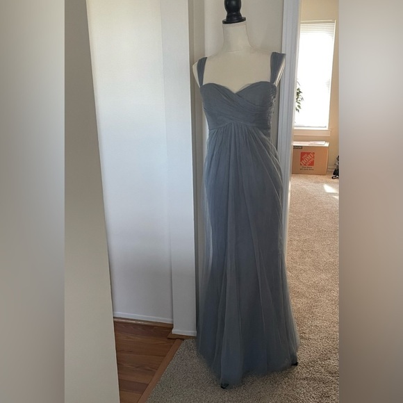 Jenny Yoo Pleated Bust Mesh Overlay Maxi Gown Bridesmaid Prom  Formal Size 2 - Picture 1 of 10